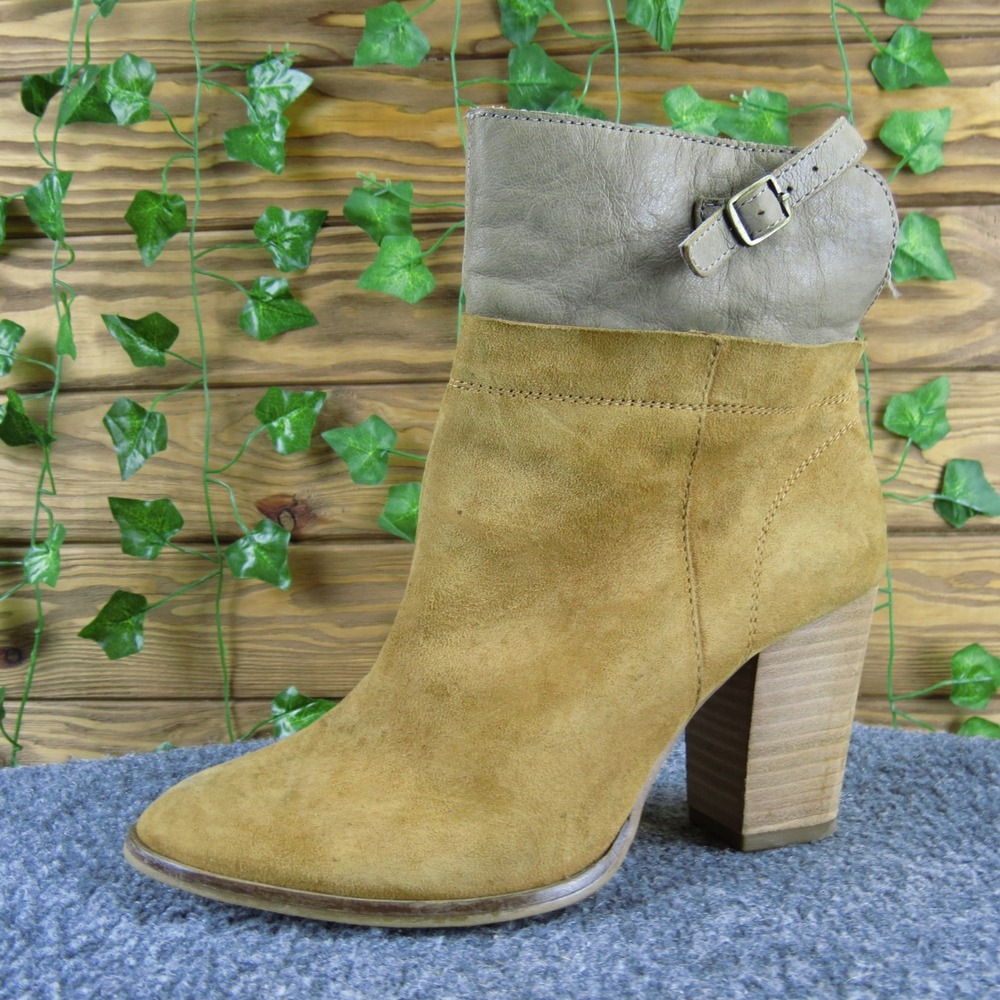 Seychelles Fascinate Women's 6 Tan Suede Leather‎ Ankle Boots Heeled Stylish